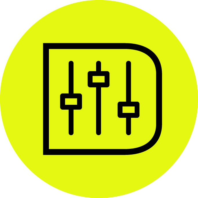 Neongrüne Grafik mit drei Schaltern, die das Entscheidungen-Treffen symbolisieren.